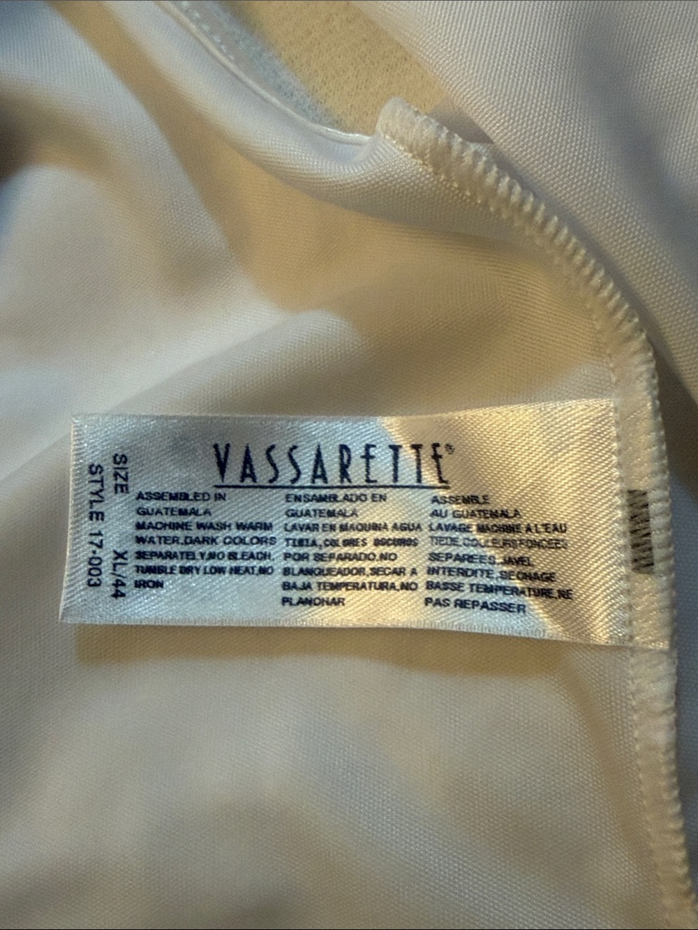 vassarette white Spaghetti Strap Camisole NWOT size xl - Picture 3 of 3